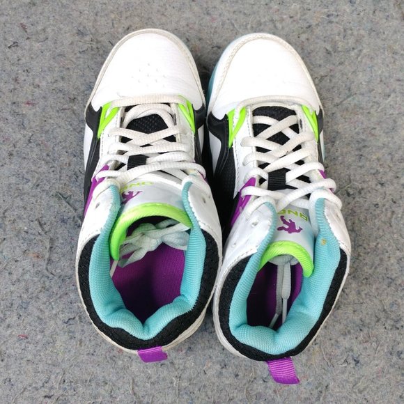 AND1 Girls Shoes Size 1Y Pre School Kids Basketball Sneakers White Black Blue - Picture 9 of 10